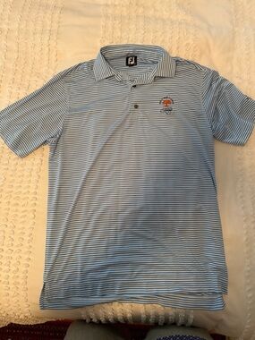 FootJoy Light Blue and White Striped Men's Golf Polo